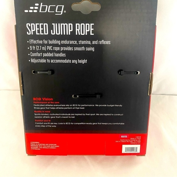 BCG Speed Jump Rope 9ft Smooth Swing,Padded Handles,Adjustable For Height Unisex - Picture 2 of 3